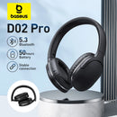 Fone de Ouvido Bluetooth Baseus D02 Pro – Som Hi-Fi Estéreo, Dobrável, com Cabo de Áudio, Compatível com iPhone, Tablet e Outros Dispositivos