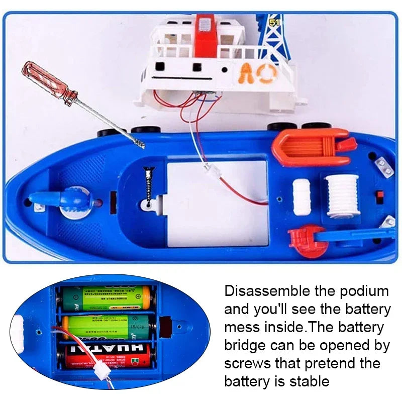 Barco de Resgate Elétrico com Luz e Som – Brinquedo Infantil de Bombeiro Marítimo | Lancha para Banho e Piscina