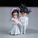 Mini Figura Son Goku & Chichi Casamento – Estátua Q Version 9cm | Dragon Ball Z PVC Colecionável