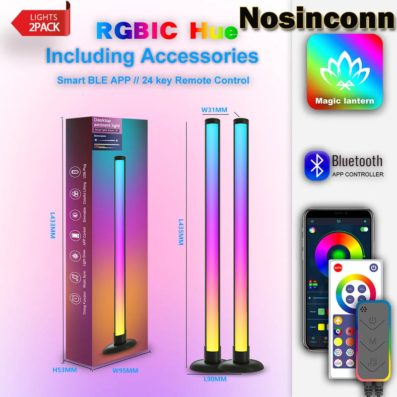 Kit 1 ou 2 Barras de Luz LED RGB para TV – Sincroniza com Música, Controle por App, Remoto ou Botão | Ideal para TV, PC e Setup Gamer