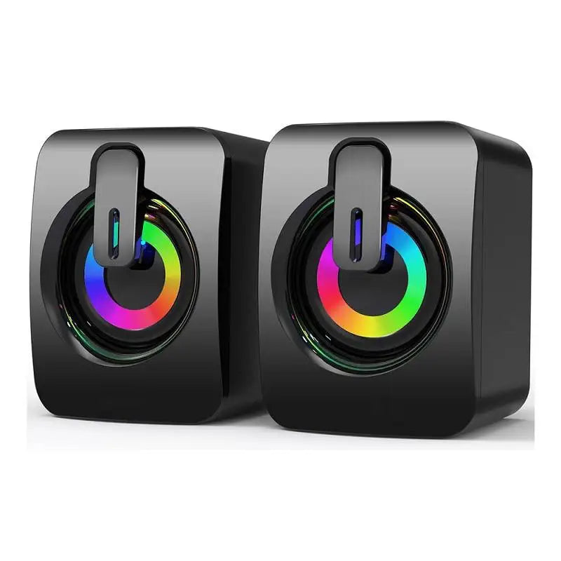 Caixa de Som USB para PC com LED – Som Estéreo Hi-Fi, Microfone Integrado e Subwoofer para Desktop