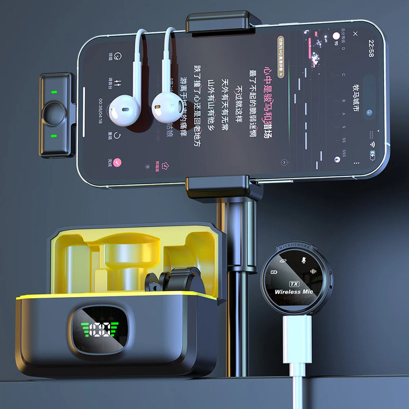 Microfone de Lapela Sem Fio com Cancelamento de Ruído – Compatível com USB-C e iOS, Alcance de até 50m para Celulares, Câmeras e PCs