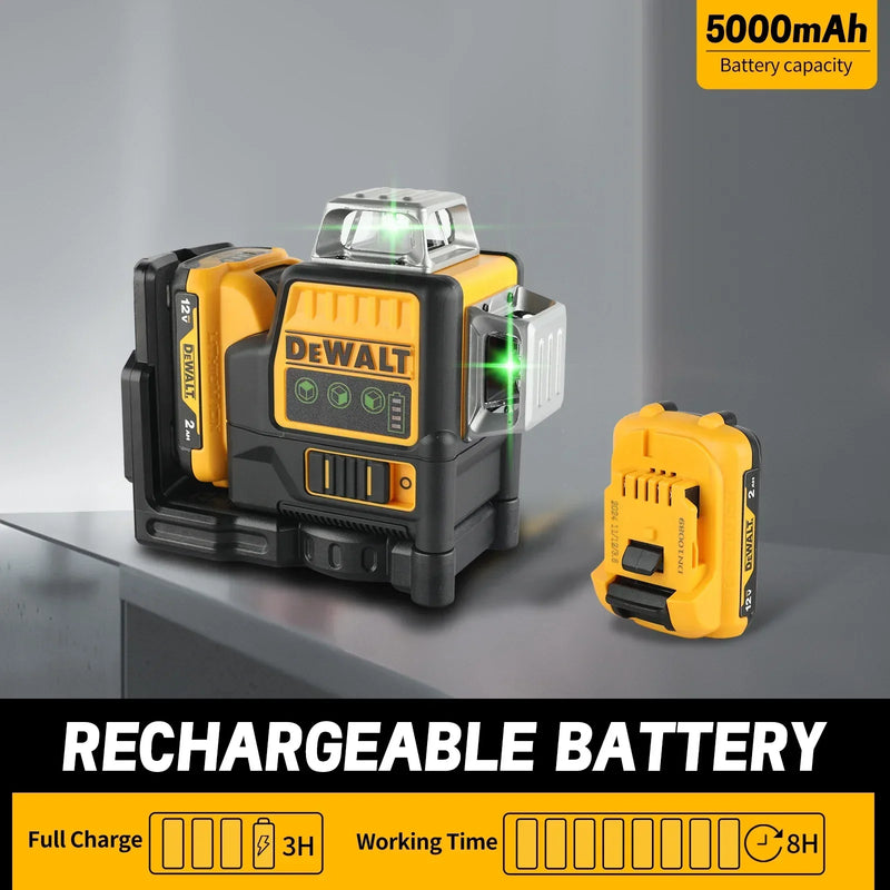 Nível Laser Dewalt DW089LG 12V – 12 Linhas Verdes, 360° Vertical e Horizontal, Bateria de Lítio