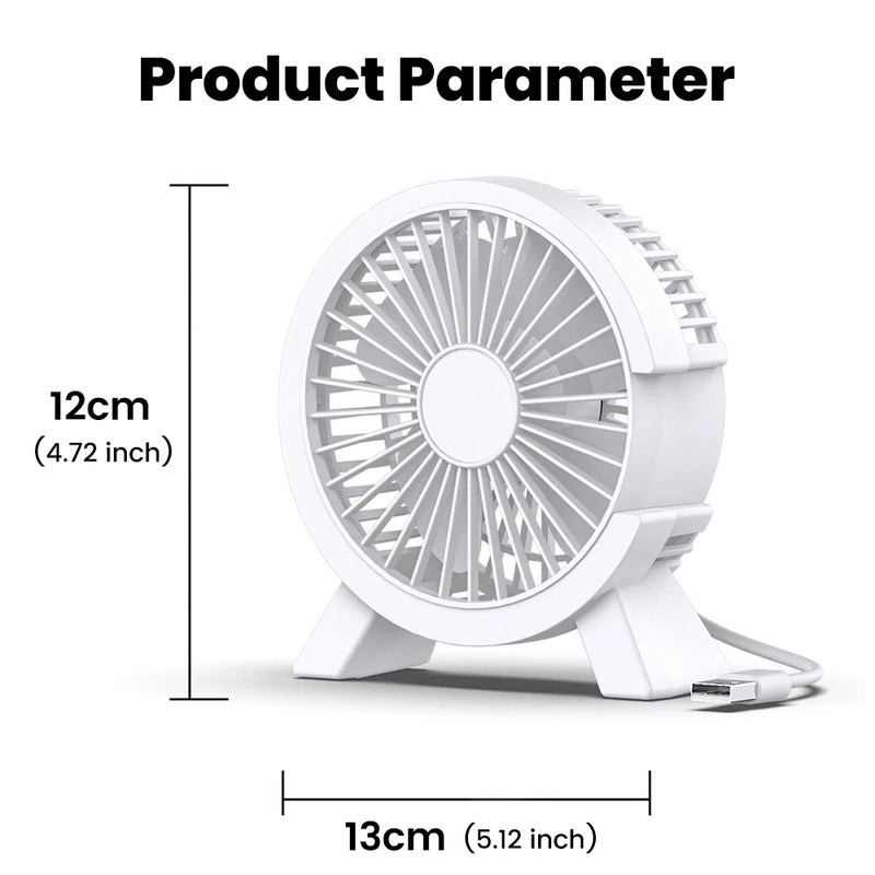 Ventilador USB Elough Portátil e Silencioso – Mini Ventilador de Mesa para Casa, Escritório ou Camping