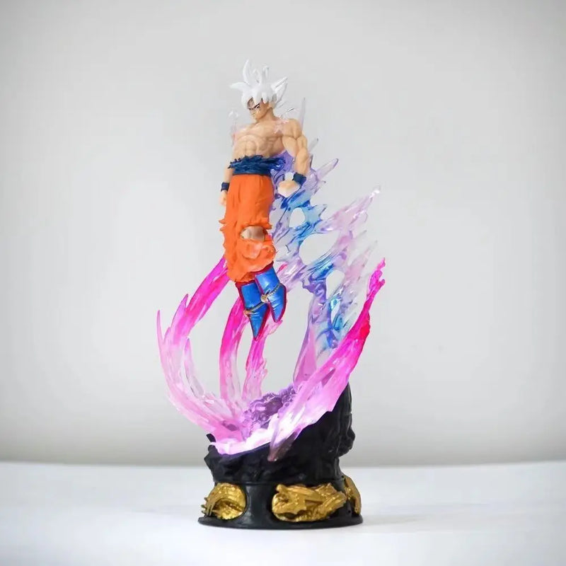 Boneco Dragon Ball 24cm – Goku Super Saiyajin Instinto Superior com Luz | Estátua PVC Colecionável Anime