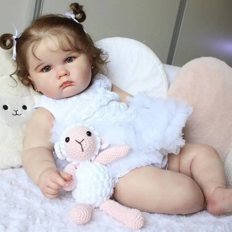 Boneca Reborn Realista 60cm BZDOLL – Silicone Macio, Pintura 3D e Veias Visíveis, Feita à Mão – Presente de Aniversário para Menina