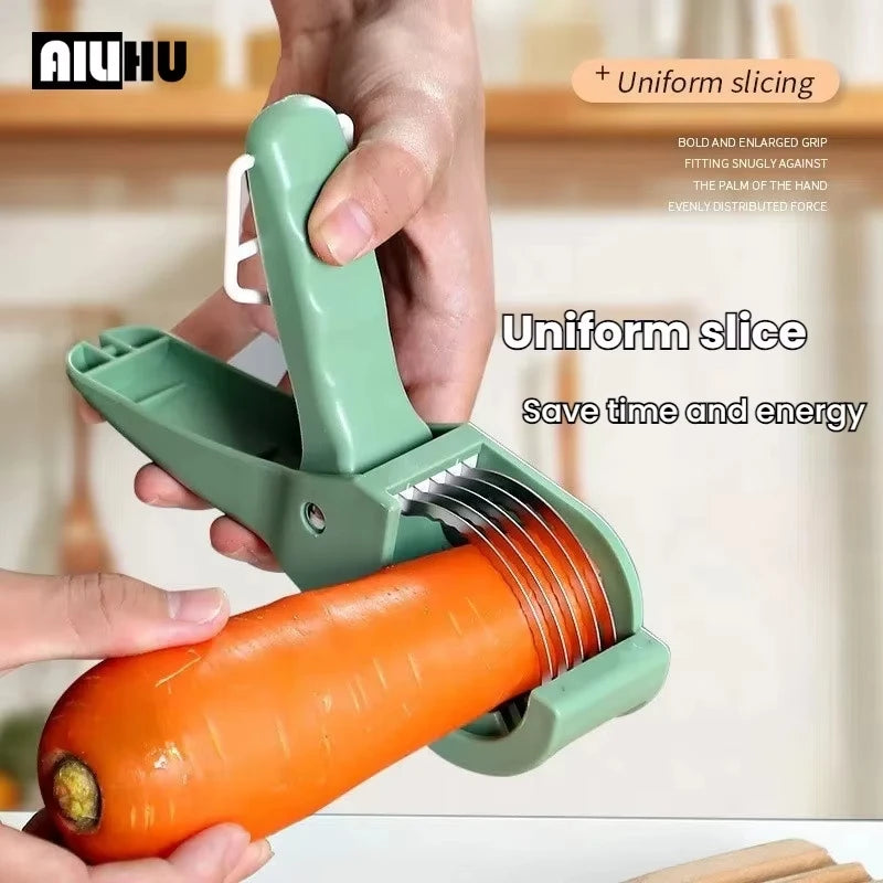 Fatiador de Legumes e Frutas HooFun – Inox Multifuncional para Saladas | Utensílio de Cozinha Prático e Eficiente