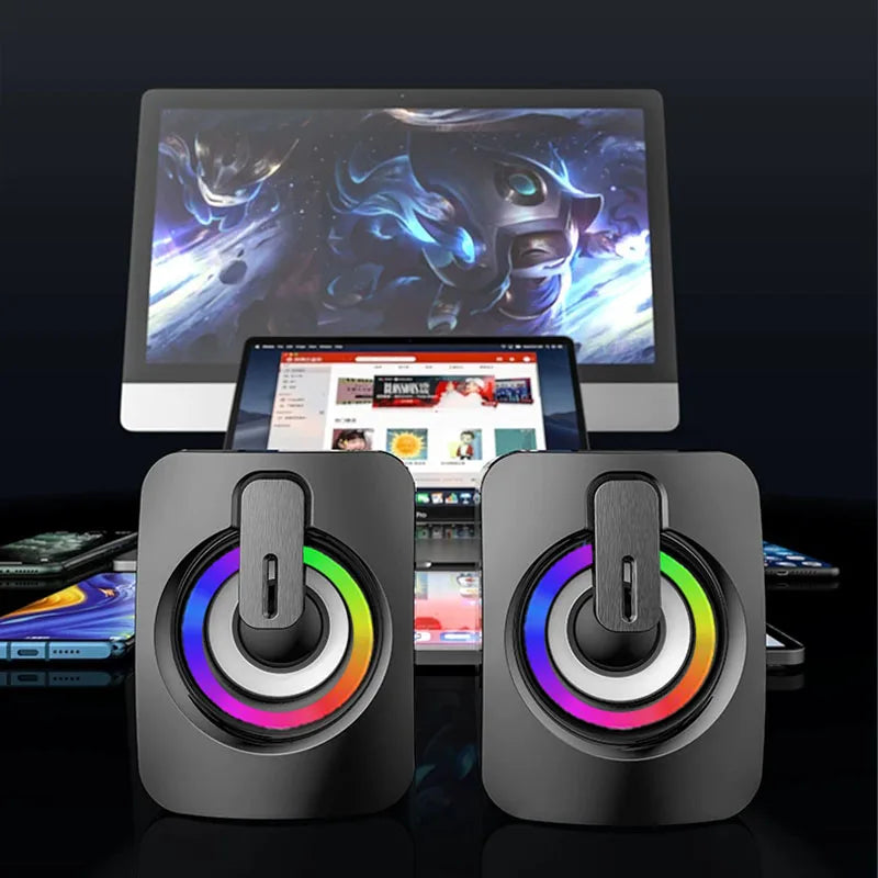 Caixa de Som USB para Computador – Alto-Falante HIFI Estéreo com Microfone e LED
