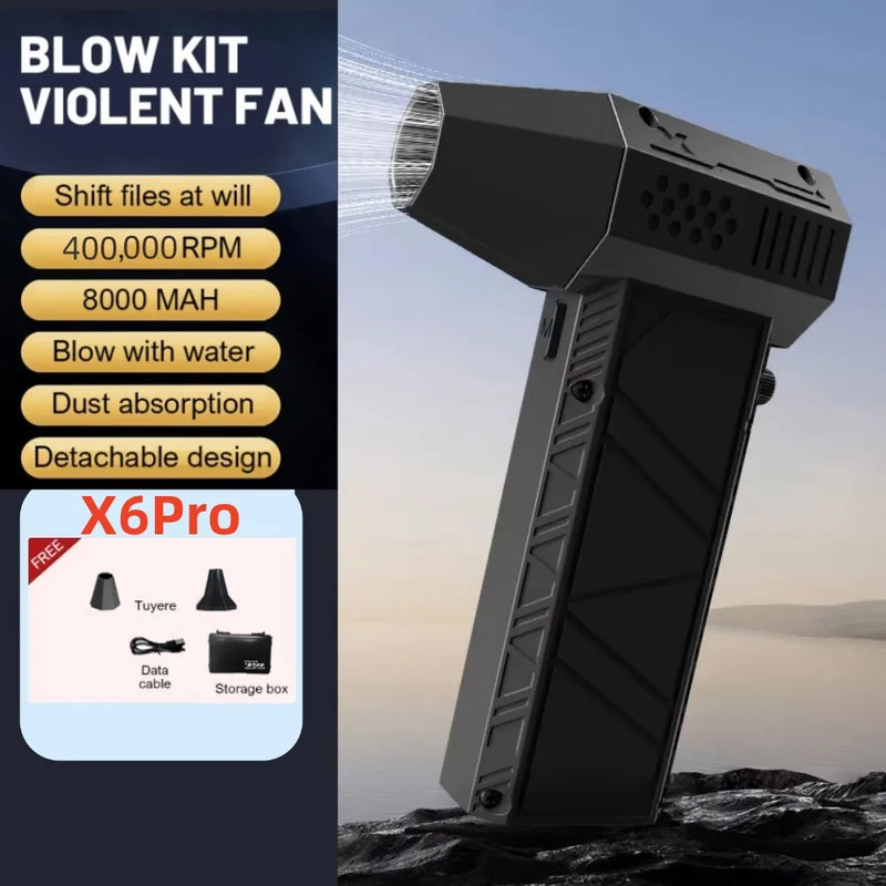 Mini Soprador Turbo 400.000 RPM – Limpeza a Jato com Vento Forte 53m/s | Aspirador de Poeira Recarregável Tipo-C