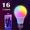 Lâmpada RGB LED com Controle Remoto 24 Teclas – 16 Cores, E27, 220V, Regulável para Ambientes