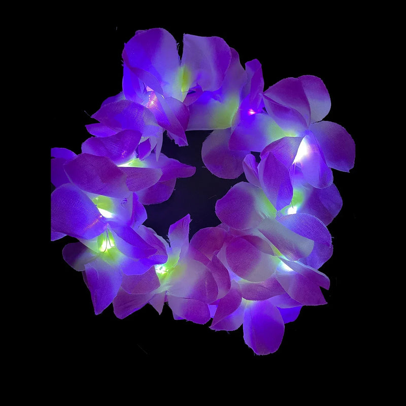 Tiara Coroa de Flores LED Havaiana – Headband Iluminado Glow para Festa, Casamento, Aniversário, Natal e Festival