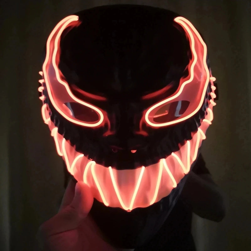 Máscara Venom LED Luminosa – Cosplay Super-Herói para Halloween e Festa