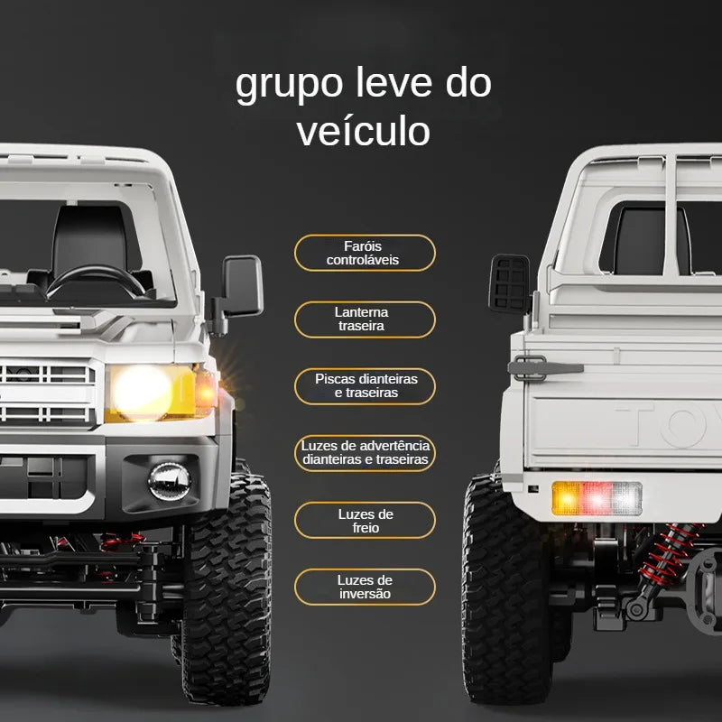 Caminhonete RC 4x4 Escala 1:12 ZWN MN82 PRO – Faróis Controláveis, 2.4G, Off-Road Potente, Brinquedo de Aventura para Crianças