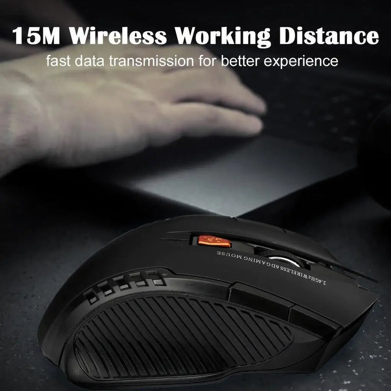 Mouse Gamer Sem Fio 2.4G com 1600DPI – 6 Botões e Receptor USB para PC e Notebook
