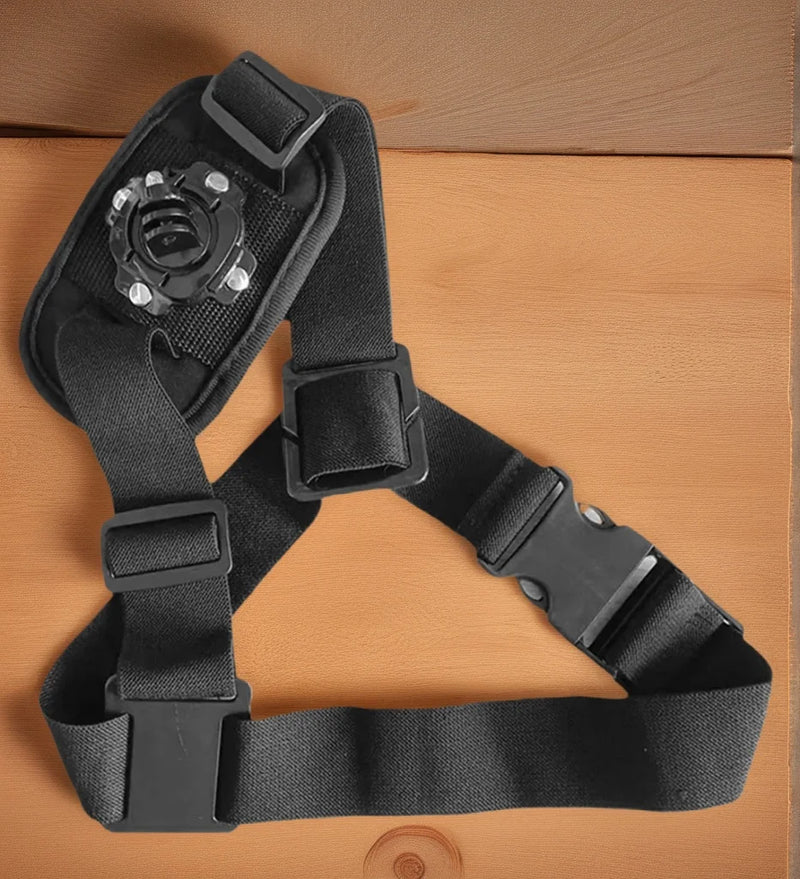 Suporte de Ombro 360° Wrumava para GoPro Hero 3 a 13, Insta360, Xiaomi Yi – Alça Ajustável Ergonômica Preta