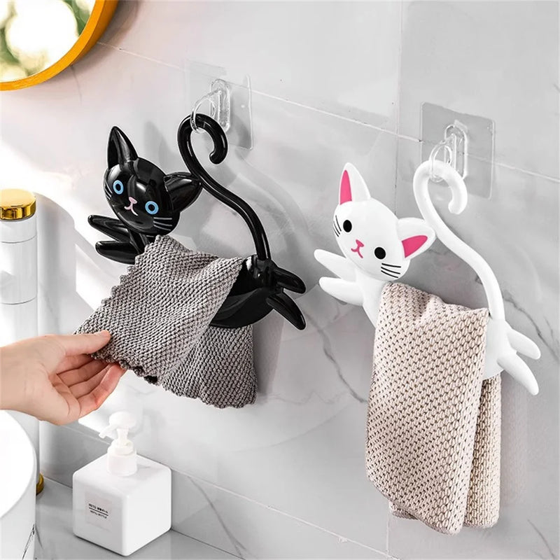 Porta-Toalhas de Banheiro Fofo em Forma de Gato – Suporte para Toalhas Infantil/Decorativo