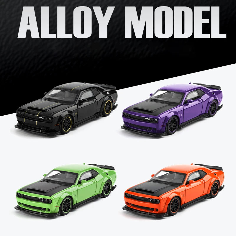 1:32 Dodge Challenger SRT Hellcat Redeye – Miniatura Esportiva em Liga Metálica com Som e Luz | Colecionável de Luxo