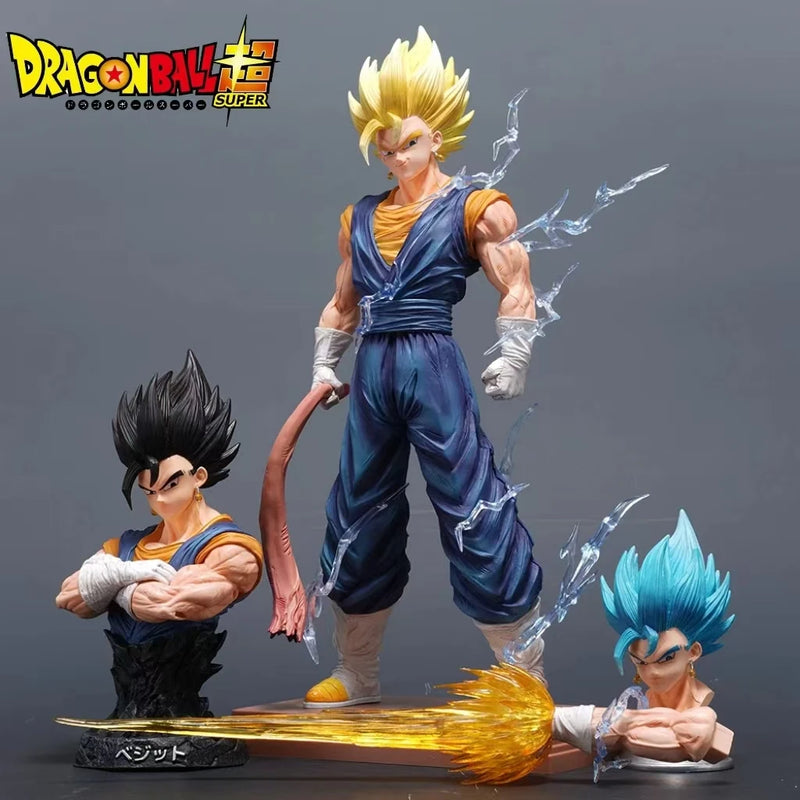 Dragon Ball Z Vegito Super Saiyan Blue / Gogeta Figura Anime 32CM – 3 Cabeças PVC Colecionável
