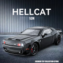 Carro Modelo 1:24 Dodge Challenger Hellcat – Diecast com Som, Luz e Pull-Back