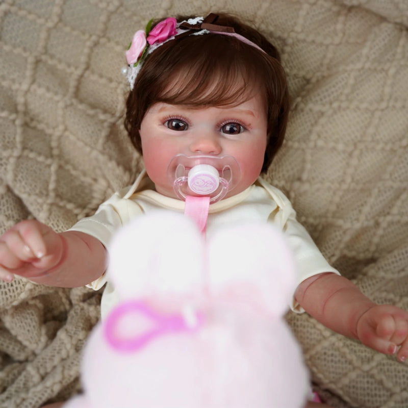 Boneca Reborn Realista BRASTOY – Menina 48cm | Corpo Inteiro em Silicone, Pintada à Mão