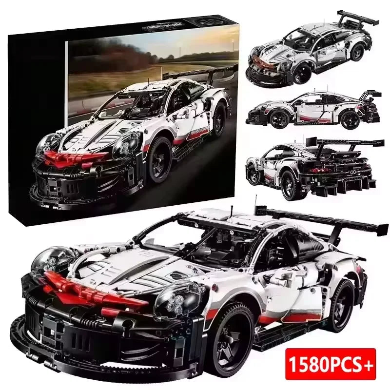 Peças Carro de Corrida Técnico RC – Kit de Blocos de Montar com Motor Elétrico, LED e Controle Remoto
