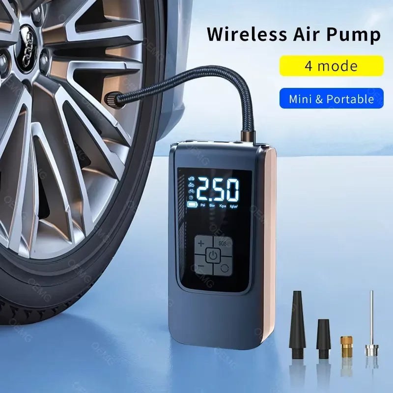 Bomba de Ar Portátil Elétrica – Infle Pneus em Segundos! Alta Pressão com Barômetro para Carro, Moto, Bike e Muito Mais