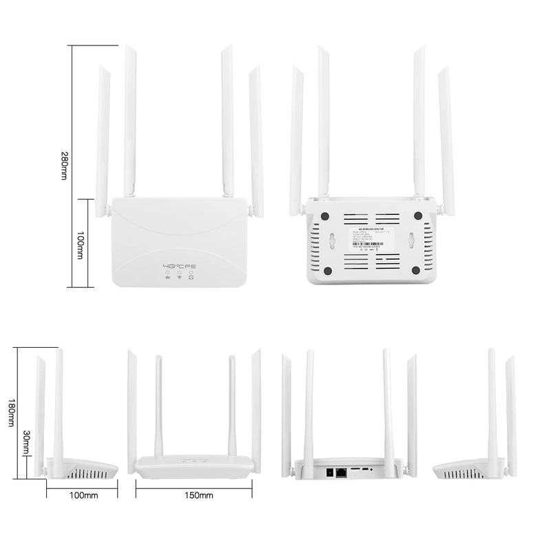 Roteador 4G LTE Wi-Fi 150Mbps com 4 Antenas Externas — Sinal Potente, Conexão Estável e Suporte a Chip SIM