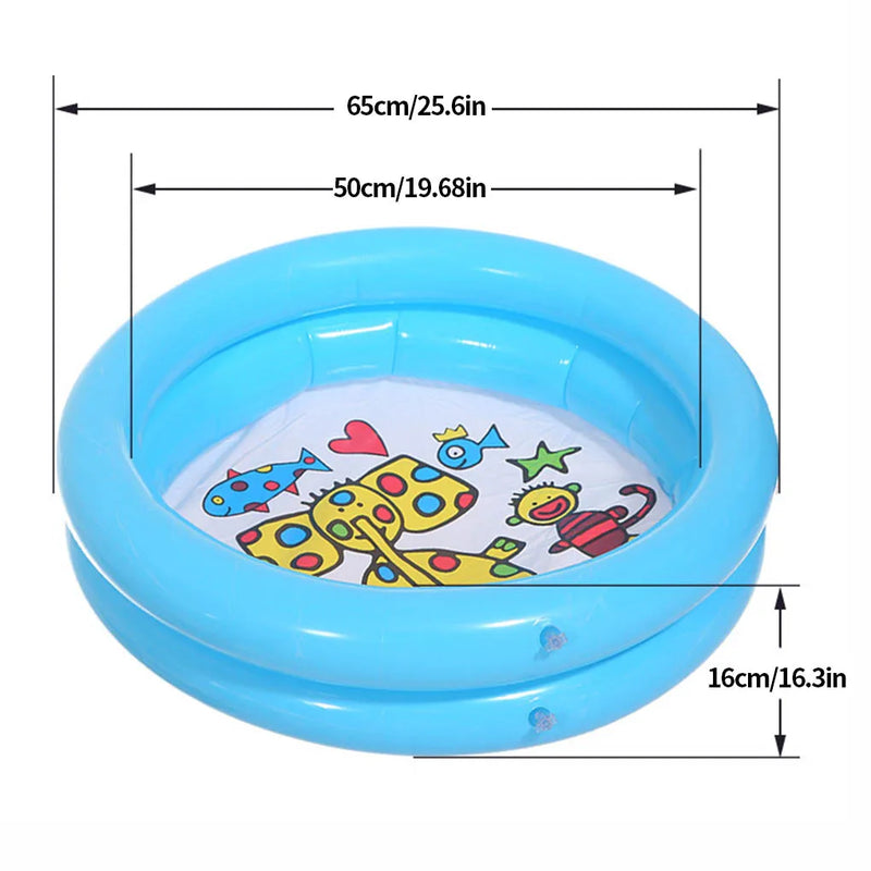 Piscina Inflável Infantil 65x65cm com Estampa de Animais | Banheira Redonda para Bebês – Brinquedo de Verão