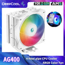 DEEPCOOL AG400 ARGB – Cooler para CPU com 4 Heat Pipes, ARGB e Alta Performance (TDP 220W)