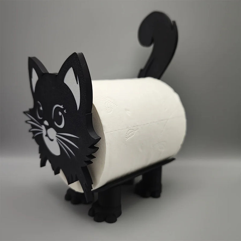Porta Papel Higiênico Fofo de Gato – Suporte de Parede 38-41mm, Design Antiderrapante, PP Durável (Papel Não Incluído)