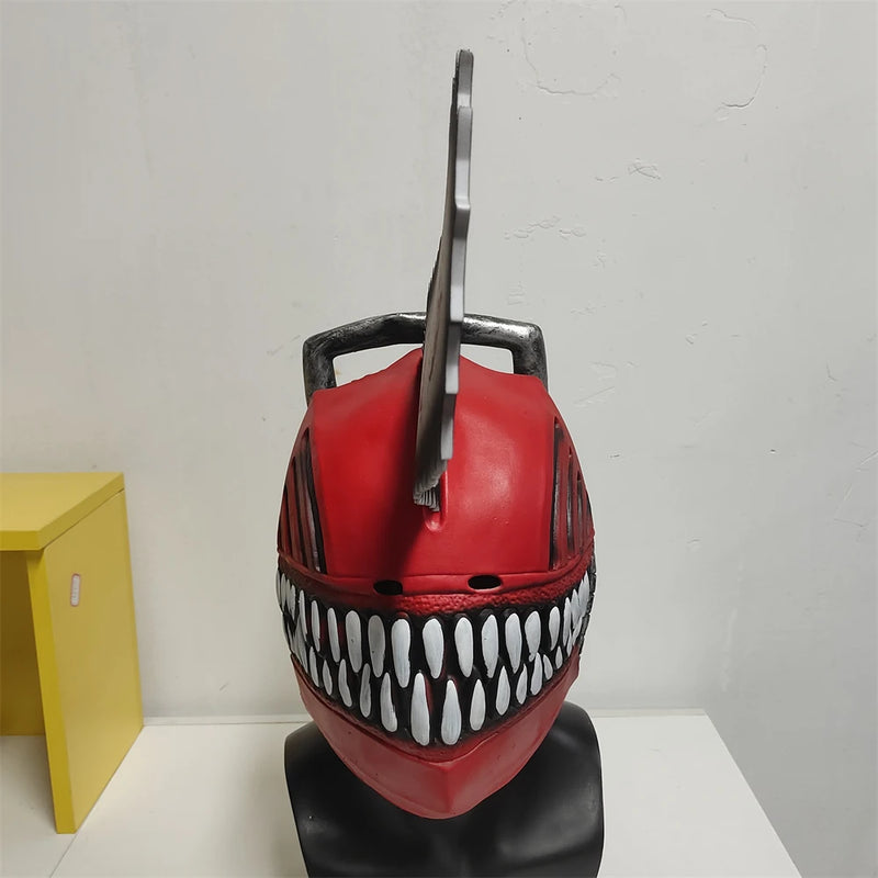 Máscara Chainsaw Man para Adulto – Capacete de Látex para Cosplay, Halloween e Fantasia Anime