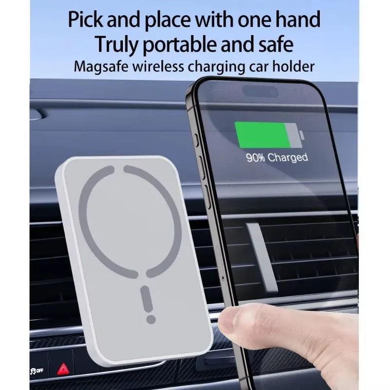 🔋 Suporte Veicular Magnético com Carregamento Rápido 100W – Compatível com iPhone 12 a 16 Pro Max ➡️ Fixação Segura na Saída de Ar | Carregamento Sem Fio Super Rápido