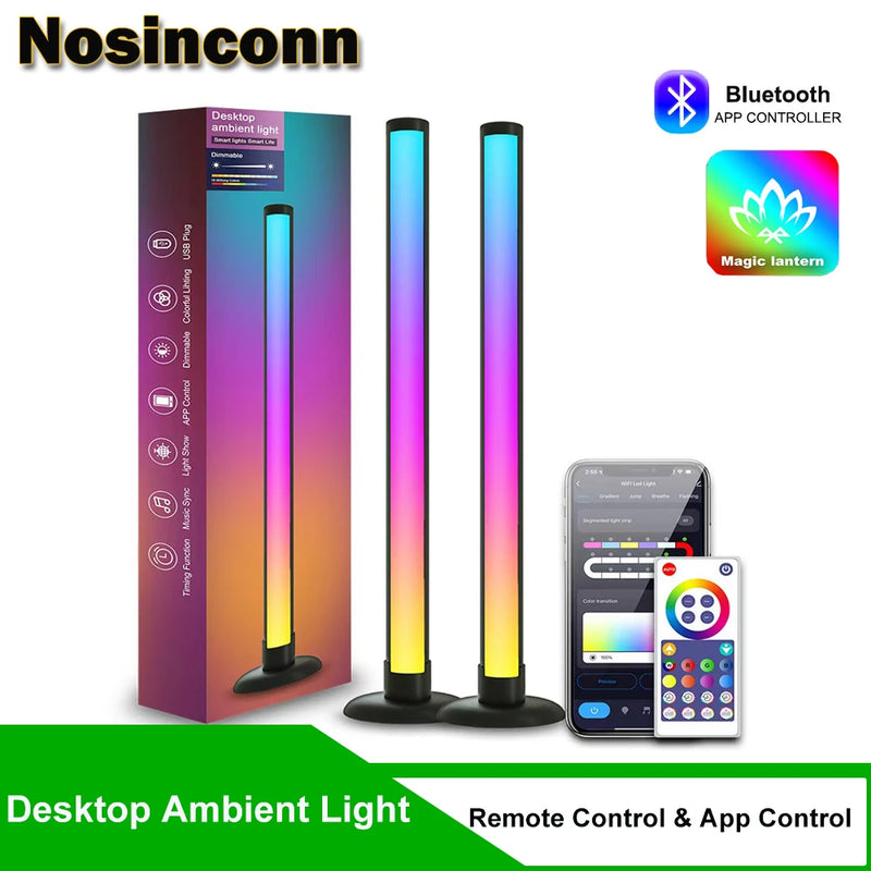 Kit 1 ou 2 Barras de Luz LED RGB para TV – Sincroniza com Música, Controle por App, Remoto ou Botão | Ideal para TV, PC e Setup Gamer