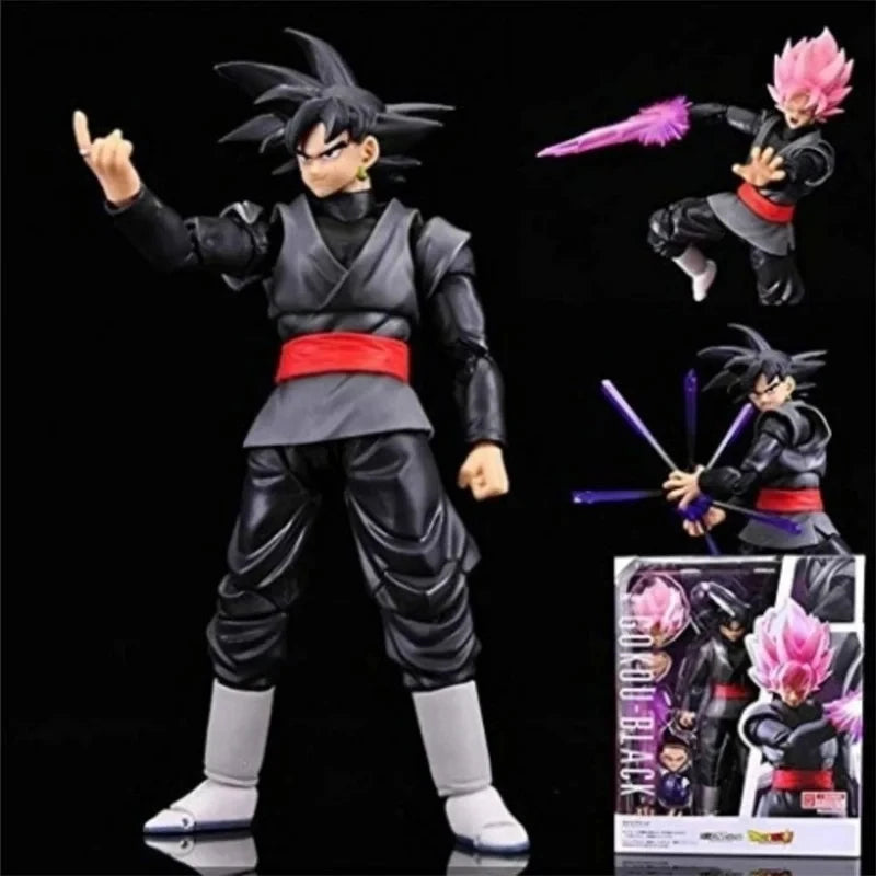 Dragon Ball Z Action Figure Black Goku Super Saiyan Rose 14cm com Acessórios – Modelo Anime Colecionável DBZ