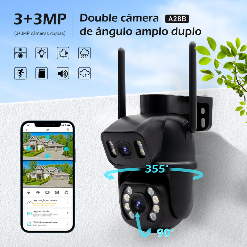 Câmera de Segurança Wi-Fi Externa 3MP HD à Prova d’Água – Monitoramento Remoto com Visão Noturna e Conexão Sem Fio via App ICSEE