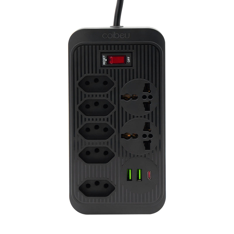 Filtro de Linha com Extensão e Entradas USB – 10A, 100–220V | Tomada com Proteção e Plugue Padrão Brasileiro