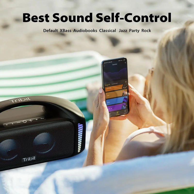 Caixa de Som Bluetooth Tribit StormBox Blast 90W – Portátil, à Prova d’Água (IPX7), 30h de Bateria, Som Potente para Festas e Camping