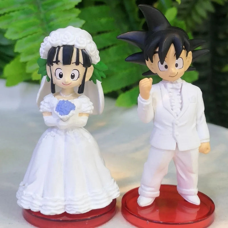 Miniatura Son Goku & Chichi Casamento | Action Figure Decorativa | Bolo & Presente