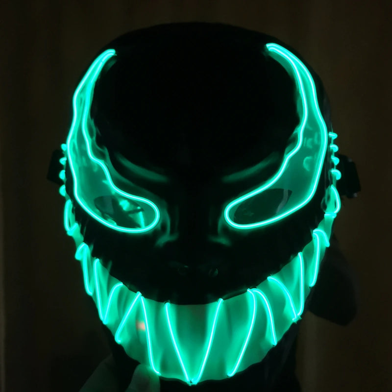 Máscara Venom LED Luminosa – Cosplay Super-Herói para Halloween e Festa
