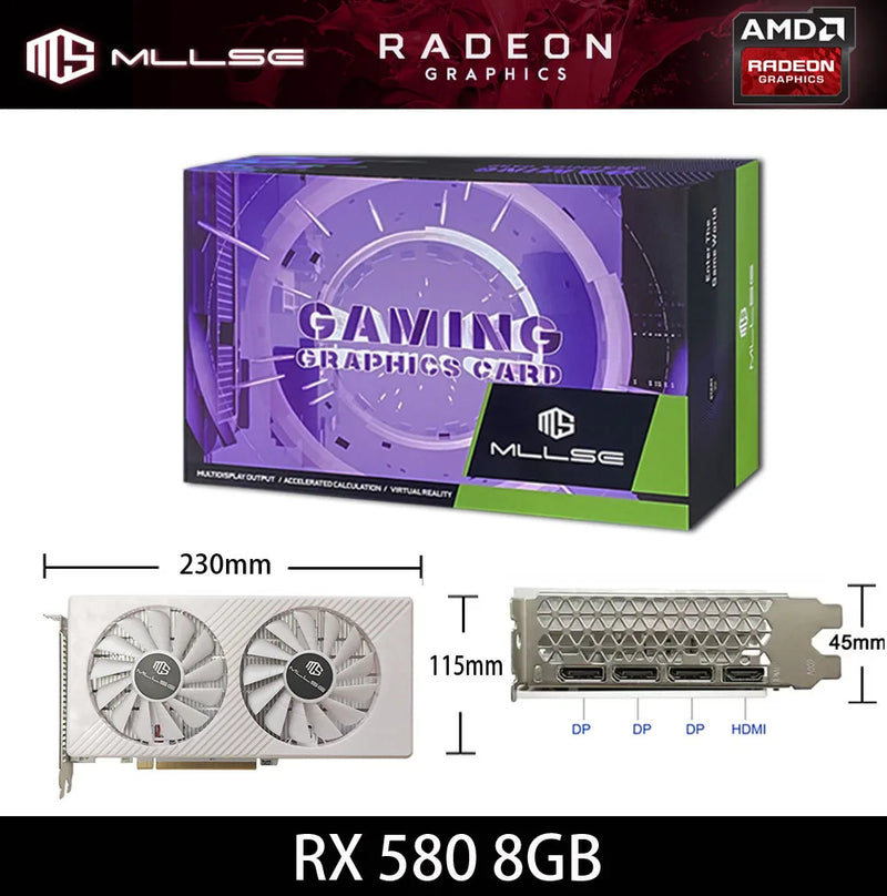 Placa de Vídeo MLLSE AMD Radeon RX 580 8GB GDDR5 – 256 Bits, PCI-E 3.0 x16 | GPU Gamer para PC