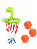 Brinquedo de Banho Infantil – Cesta de Basquete com 3 Bolinhas | Tema Dinossauro | Para Banheira e Área Externa