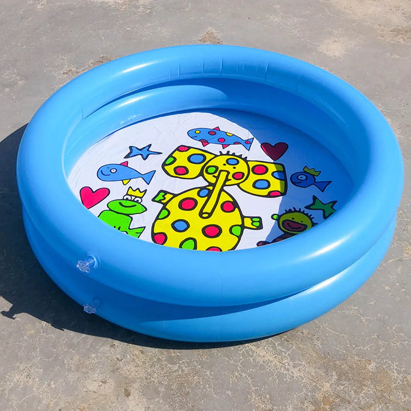 Piscina Inflável Infantil 65x65cm com Estampa de Animais | Banheira Redonda para Bebês – Brinquedo de Verão