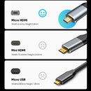 Cabo NIERO Micro HDMI para HDMI Macho a Macho – Braided 2.0, 4K@60Hz / 2K@165Hz, 18Gbps