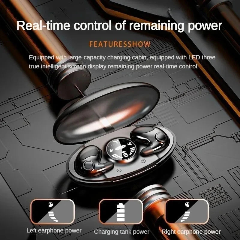 Fone de Ouvido Bluetooth 5.3 Invisível à Prova d’Água IPX5 com Microfone – Estéreo, Confortável para Dormir e Atividades Diárias