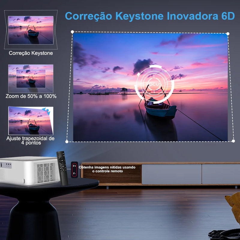 🎥 Mini Projetor Portátil ThundeaL TD92 Pro – Full HD 1080P, Wi-Fi, Android, Suporte 4K e 3D para Home Theater