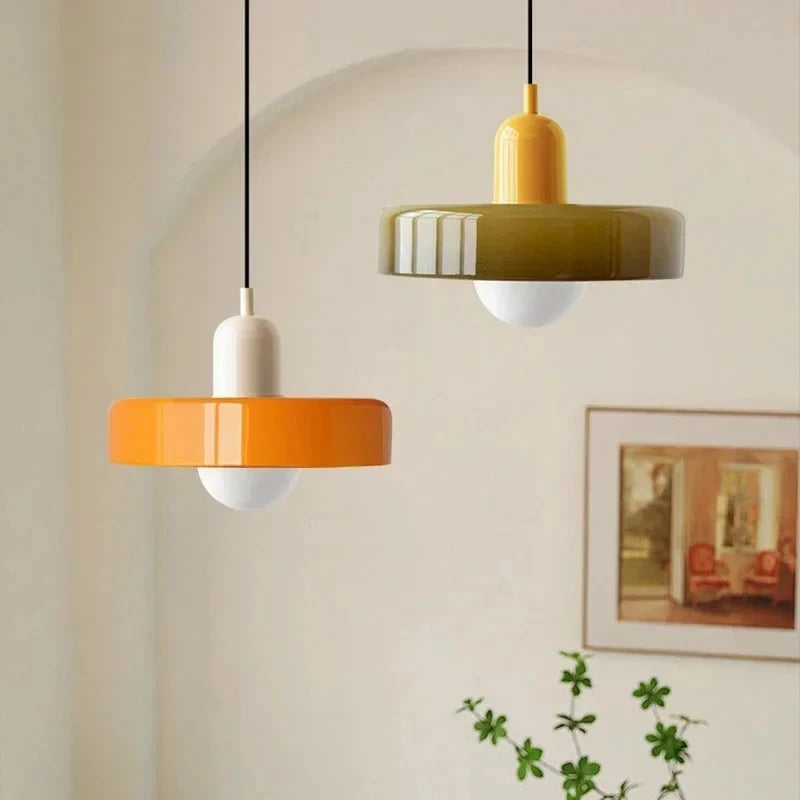 Lustre Estilo Bauhaus em Vidro Nórdico – Iluminação Retrô Elegante para Sala de Jantar, Sala de Estar, Quarto, Bar e Cafeteria