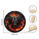 2 Peças de Arte de Parede 2D – Dragão Negro e Chamas (8 Polegadas)