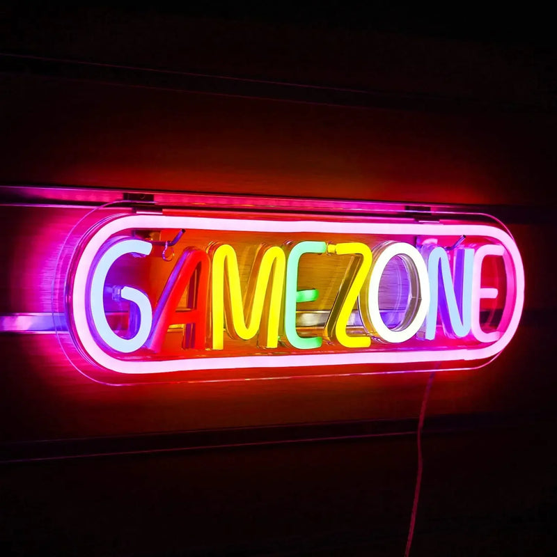Placa Neon "Game Area" – Letreiro Decorativo para Quarto Gamer, Bar, Sala de Jogos e Presentes