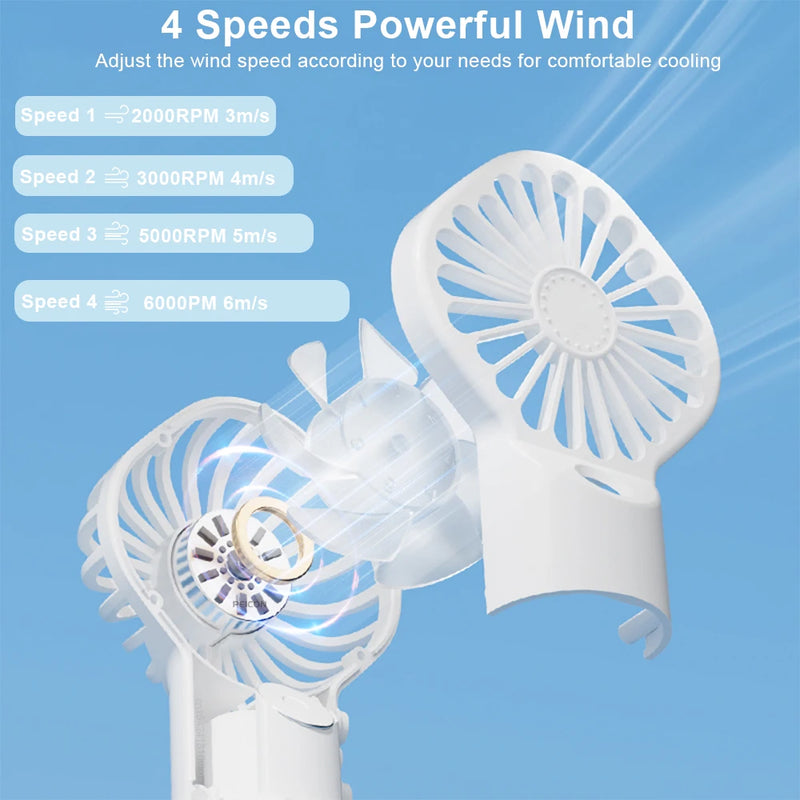 Ventilador Portátil com Umidificador – Mini Ventilador USB Recarregável com Névoa de Água | Ideal para Viagens, Trabalho e Uso Pessoal