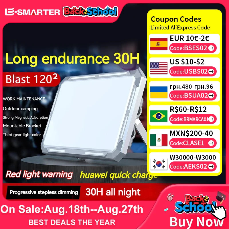 Lanterna LED Recarregável para Camping e Emergência – Alta Potência, Portátil e à Prova d’Água